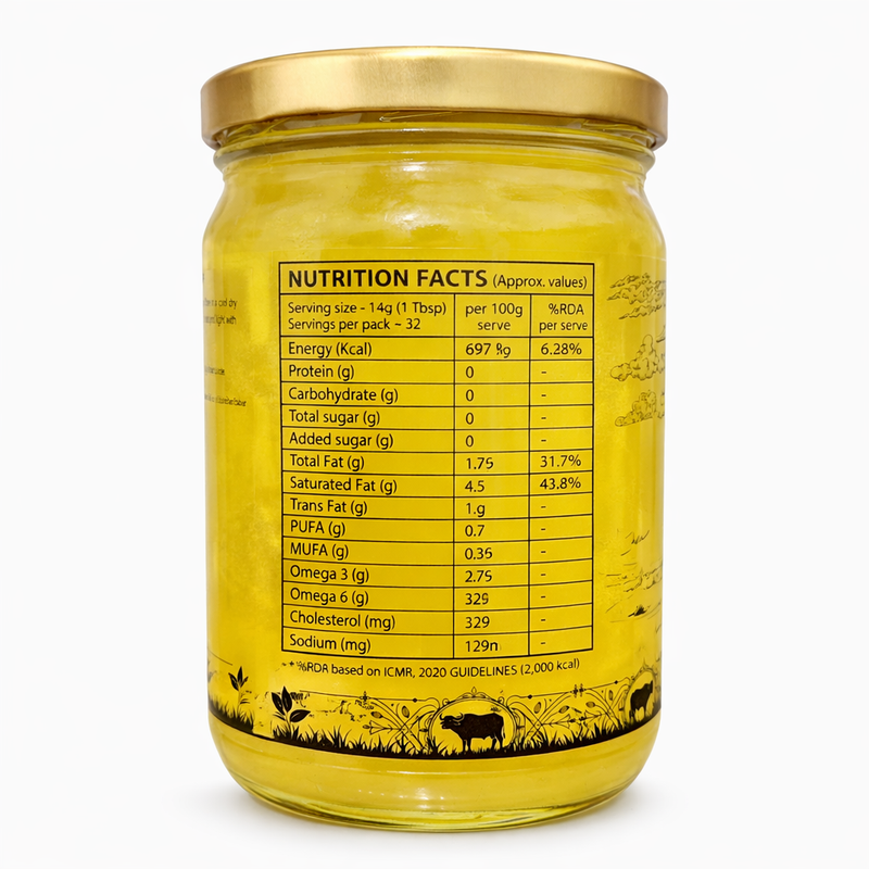 Premium A2 Buffalo Ghee | Pure Desi Bilona Ghee | Chemical-Free & Farm Fresh