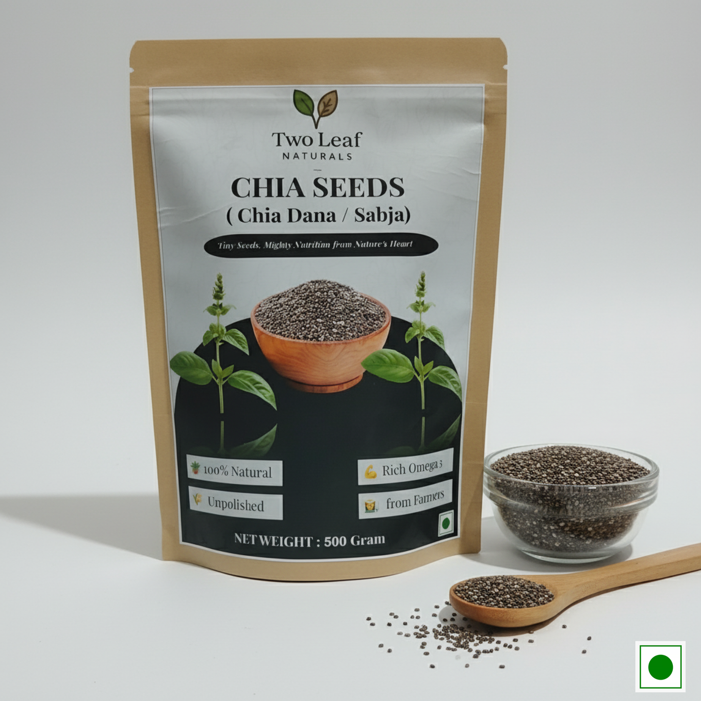 Two Leaf Naturals Chia Seeds | 100% Natural & Raw | Superfood for Weight Loss, Energy & Digestion