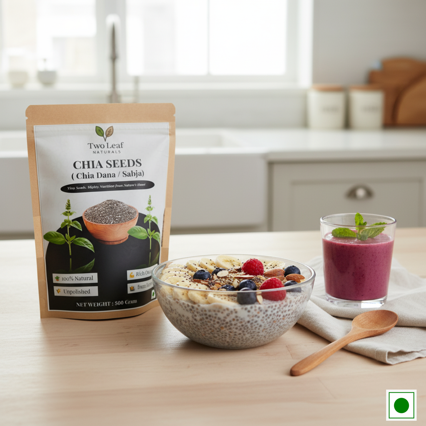 Two Leaf Naturals Chia Seeds | 100% Natural & Raw | Superfood for Weight Loss, Energy & Digestion