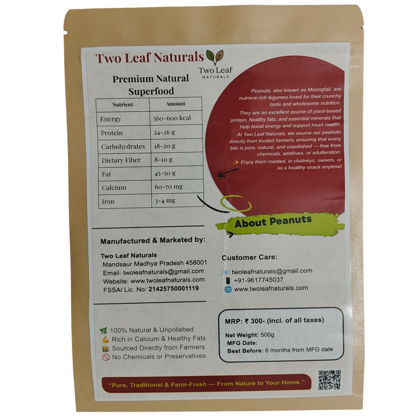 Natural Mungfali (Peanuts without Shell) – Farm Fresh Protein Snack | Two Leaf Naturals